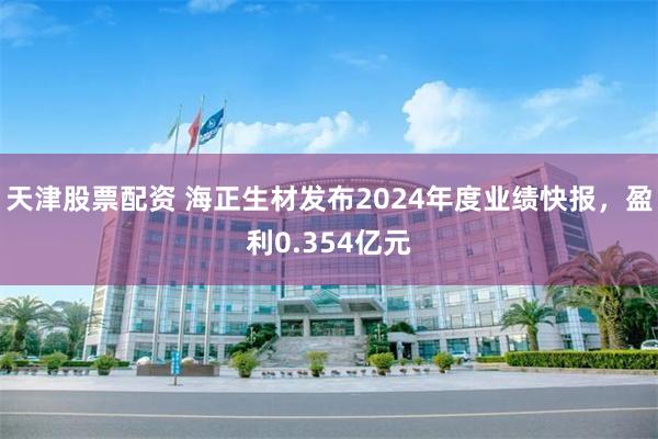天津股票配资 海正生材发布2024年度业绩快报，盈利0.354亿元