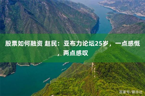 股票如何融资 赵民：亚布力论坛25岁，一点感慨，两点感叹