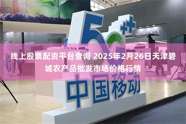 线上股票配资平台查询 2025年2月26日天津碧城农产品批发市场价格行情