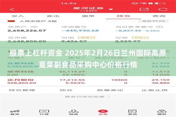 股票上杠杆资金 2025年2月26日兰州国际高原夏菜副食品采购中心价格行情
