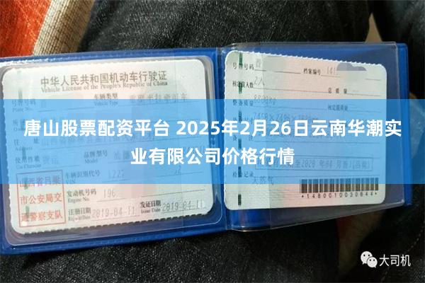 唐山股票配资平台 2025年2月26日云南华潮实业有限公司价格行情