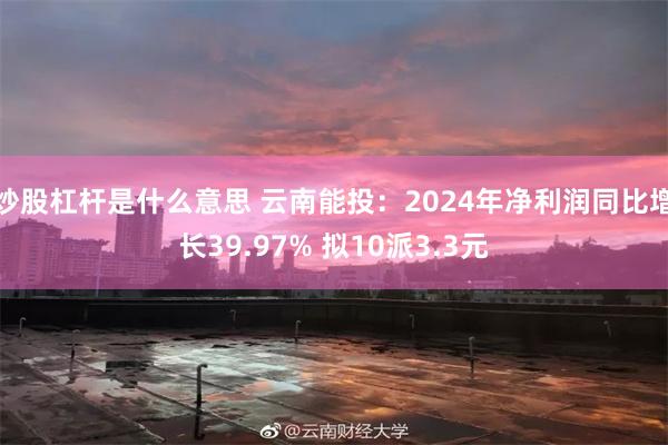 炒股杠杆是什么意思 云南能投：2024年净利润同比增长39.97% 拟10派3.3元
