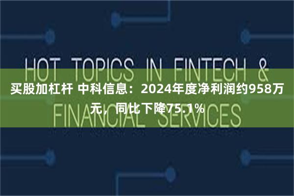买股加杠杆 中科信息：2024年度净利润约958万元，同比下降75.1%