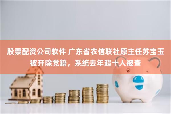 股票配资公司软件 广东省农信联社原主任苏宝玉被开除党籍，系统去年超十人被查