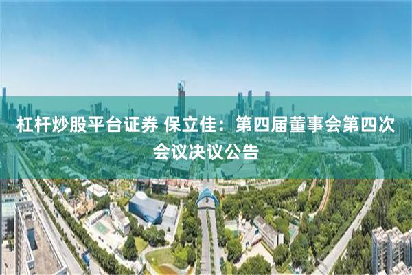 杠杆炒股平台证券 保立佳：第四届董事会第四次会议决议公告
