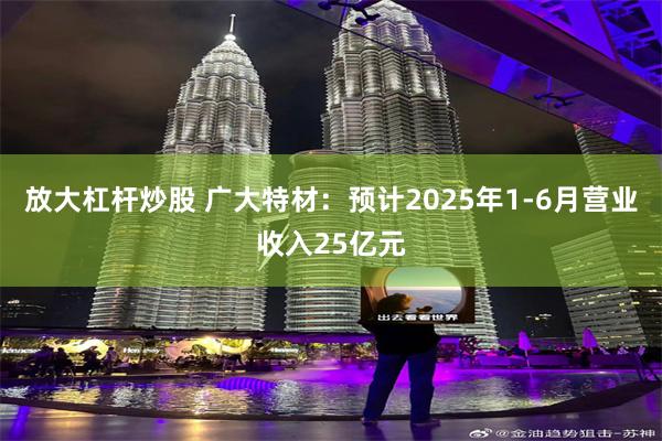 放大杠杆炒股 广大特材：预计2025年1-6月营业收入25亿元