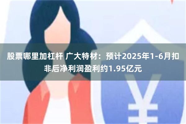股票哪里加杠杆 广大特材：预计2025年1-6月扣非后净利润盈利约1.95亿元