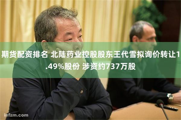 期货配资排名 北陆药业控股股东王代雪拟询价转让1.49%股份 涉资约737万股