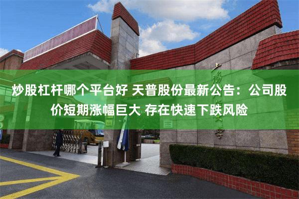 炒股杠杆哪个平台好 天普股份最新公告:公司股价短期涨幅巨大 存在快速下跌风险