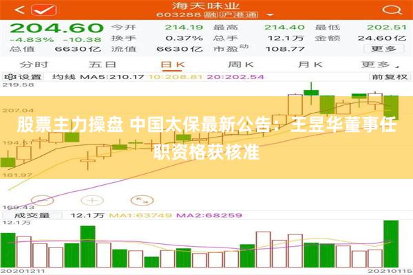 股票主力操盘 中国太保最新公告：王昱华董事任职资格获核准