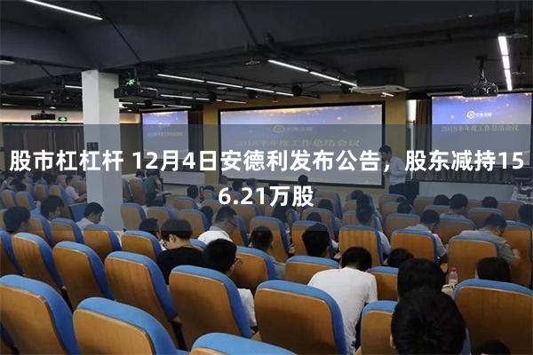 股市杠杠杆 12月4日安德利发布公告，股东减持156.21万股