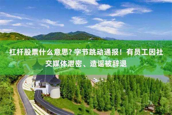 杠杆股票什么意思? 字节跳动通报！有员工因社交媒体泄密、造谣被辞退