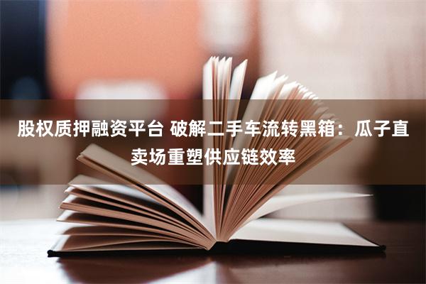 股权质押融资平台 破解二手车流转黑箱：瓜子直卖场重塑供应链效率