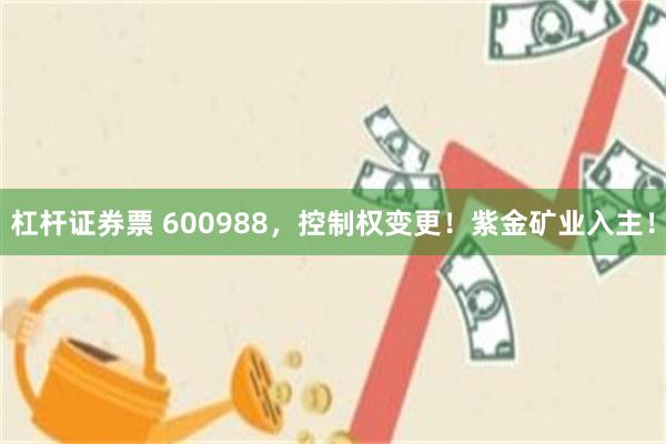 杠杆证券票 600988，控制权变更！紫金矿业入主！
